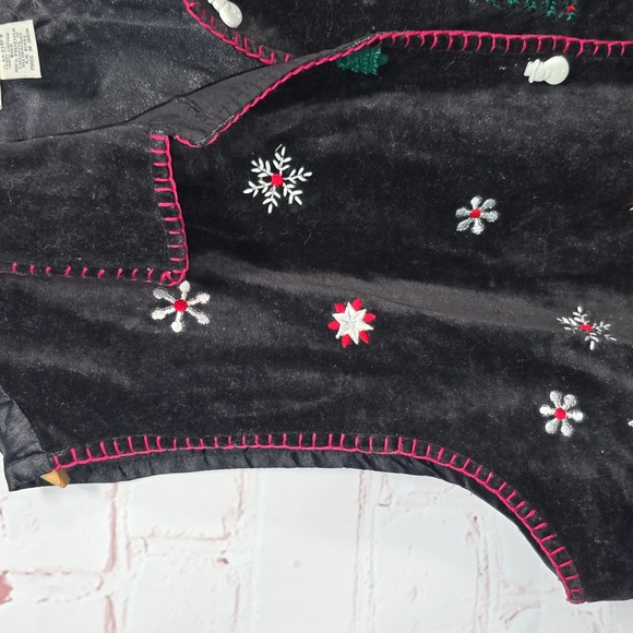 Tantrums Christmas Vest Applique Embroidery Snowman Snowflakes Womens Size XL - Picture 3 of 16
